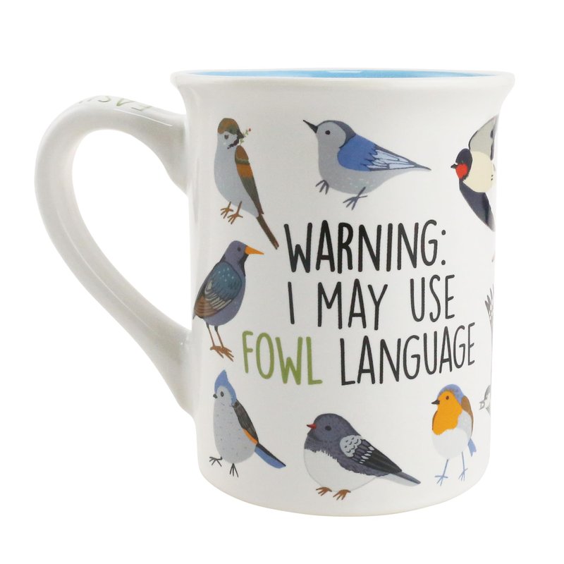 Enesco Our Name is Mud Bird Nerd Mug Fowl Language Coffee Mug, 16 Ounce, Multicolor
