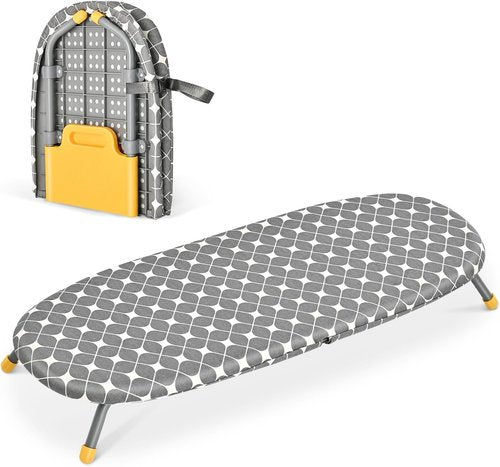 APEXCHASER Foldable Ironing Board - Portable Mini Iron Table with Heat Resistant Cover | Yellow