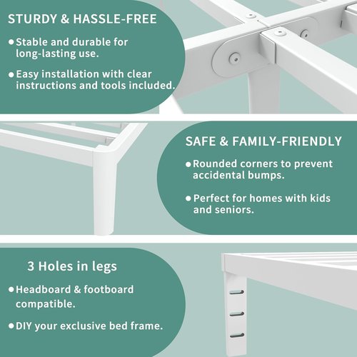ITIMIDI Queen Bed Frame - 12 Inch Metal Platform Design | Heavy Duty, No Box Spring Needed, Easy Assembly