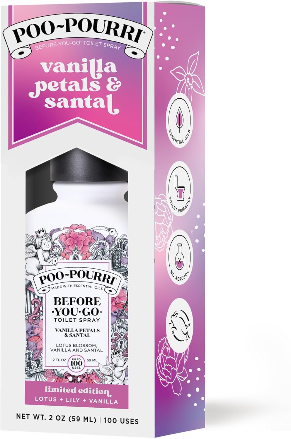 Poo-Pourri Before-You-Go Toilet Spray - Vanilla Petals & Santal, 2 Fl Oz | Odor Eliminator
