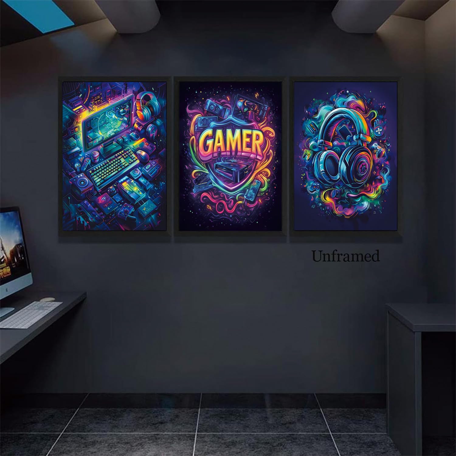 Yolbcdr Gaming Posters - Cool Video Game Wall Art Set of 3 | Unframed Canvas Prints for Game Room Decor 16x24in