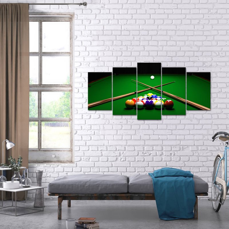YeiLnm Billiards Ball Picture Sports Posters 5 Pieces Wall Art for Playing Pool Bar Game Room