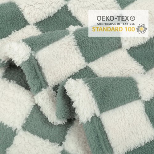 HOMRITAR Checkered Baby Blanket - Soft Sage Green Fluffy Comfort | Reversible 30 x 40 Inch for Infants