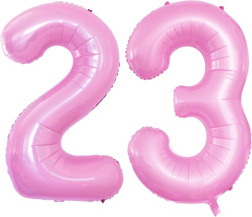 GOER Jumbo Number 23 Balloons - 42 Inch Light Pink Foil Helium Balloons for Birthday Party Decor