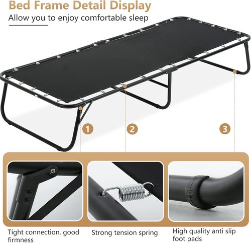 Guest Folding Bed - Heavy-Duty Rollaway Bed with 3.9" Foam Mattress | Portable 77" x 31" x 12" for Spare Bedroom or Office - White