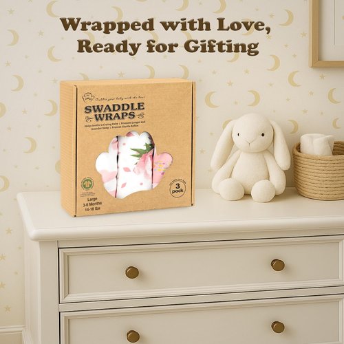Bublo Baby Swaddles - Adjustable Organic Cotton Infant Sleep Sack | 3-Pack for Newborns (Hearts-Flowers)