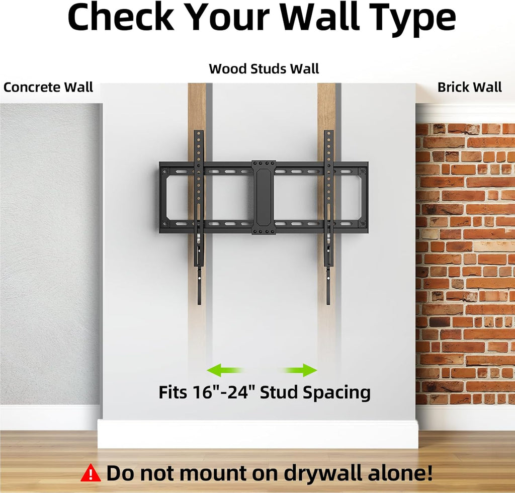 USX MOUNT TV Wall Mount - Low Profile Fixed Bracket for 42-95 Inch TVs | Supports Up to 132 lbs