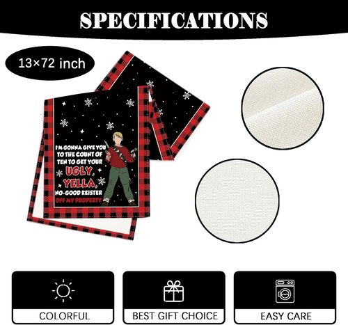 Home Alone Christmas Table Runner - Funny Kitchen Decor for Winter & Holiday Parties | Festive Table Cover