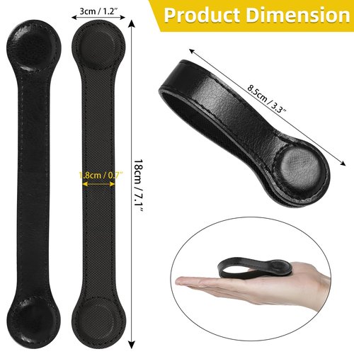 UYEDUJZ 3 Pcs Magnetic Leather Kitchen Towel Clips, Kitchen Towel Holder Bath Hand Towels Hooks for Rods and Racks, Oven Handle Dish Towels Hanger Multi-Purpose Magnetic Hanging Clips (Black)
