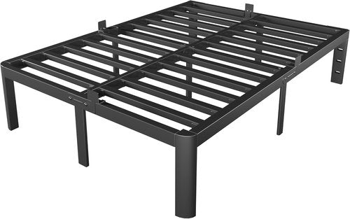 Full Bed Frame by [Brand Name] - Heavy Duty 14 Inch Metal Design with No Box Spring Needed | Noiseless, Easy Assembly, Black