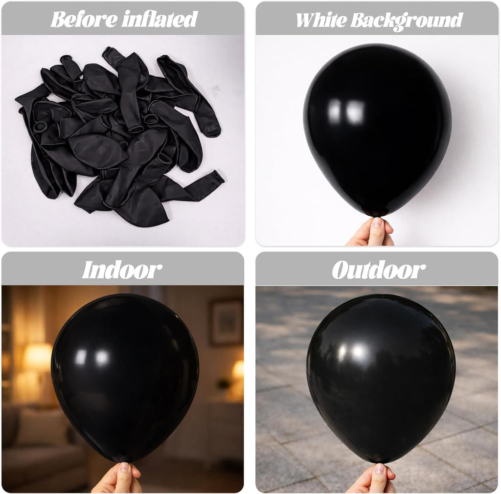 Voircoloria Black Balloons - 12-Inch Latex Balloons | 66-Pack for Graduation, Weddings & Parties