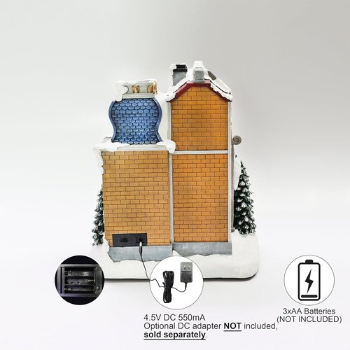 Moments In Time Lighted Christmas Village - Vintage Boutique LED Musical Holiday Building, 10.6”
