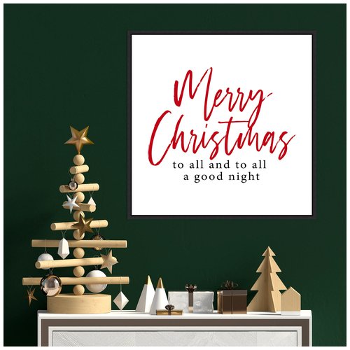 Amanti Art Framed Canvas Wall Art 22x22 Merry Christmas to All Script by Amanti Art Portfolio, Framed Wall Art Canvas, Holidays Artwork, Modern Decor, Medium Painting for Living Room, Bedroom