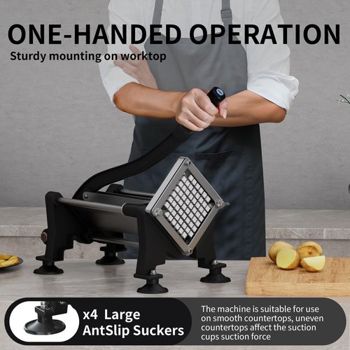 French Fry Cutter for Potatoes, Stainless Steel Potato Cutter with 3/8 Inch Blades, Commercial French Fries Slicer for Whole Potatoes, Carrots, Cucumbers(3/8 Inch Blade)