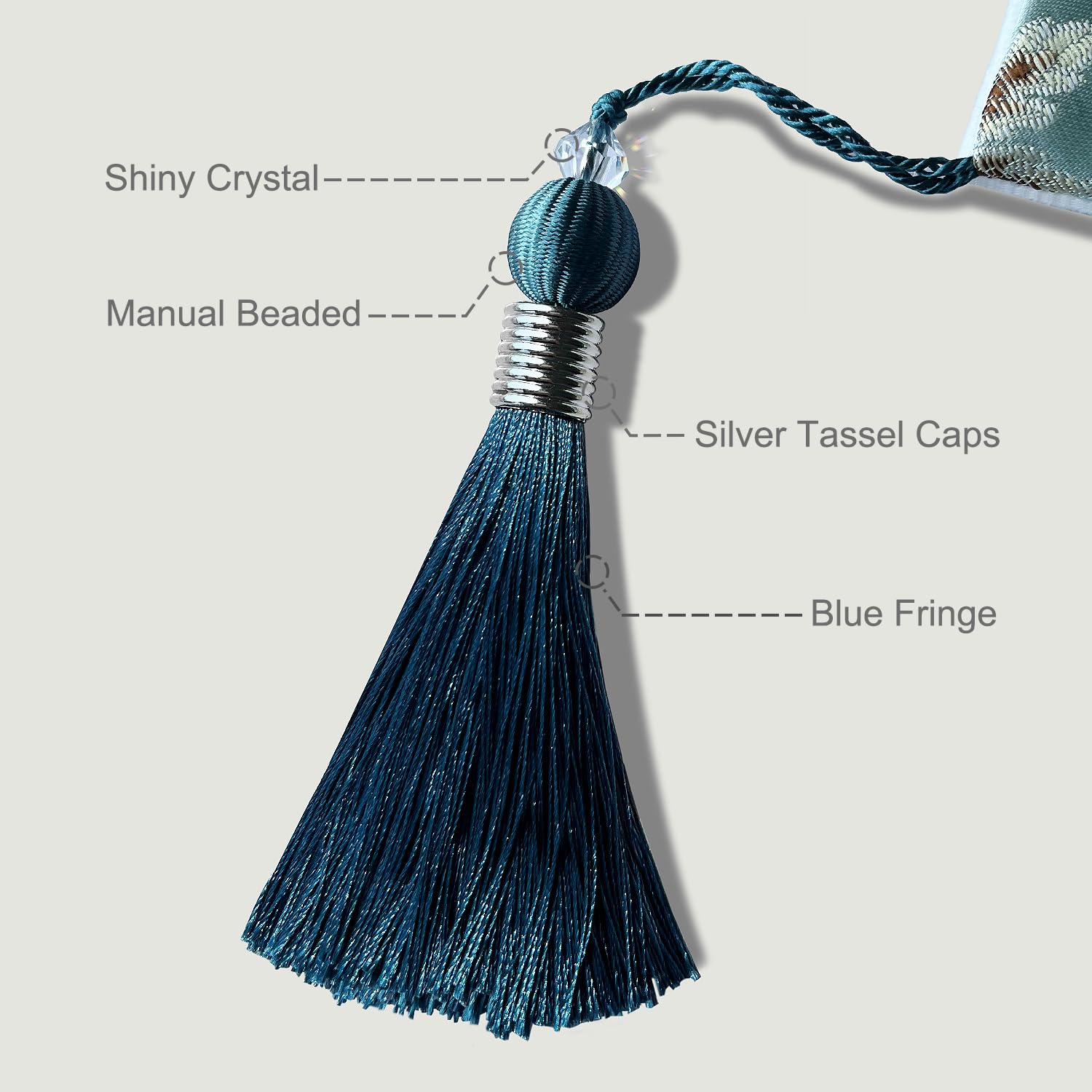 HeMiaor Luxurious Table Runners 98 inches Chenille Jacquard Fabric with Exquisite Hanging Ear Tassels Decoration for Wedding Decor Light Blue