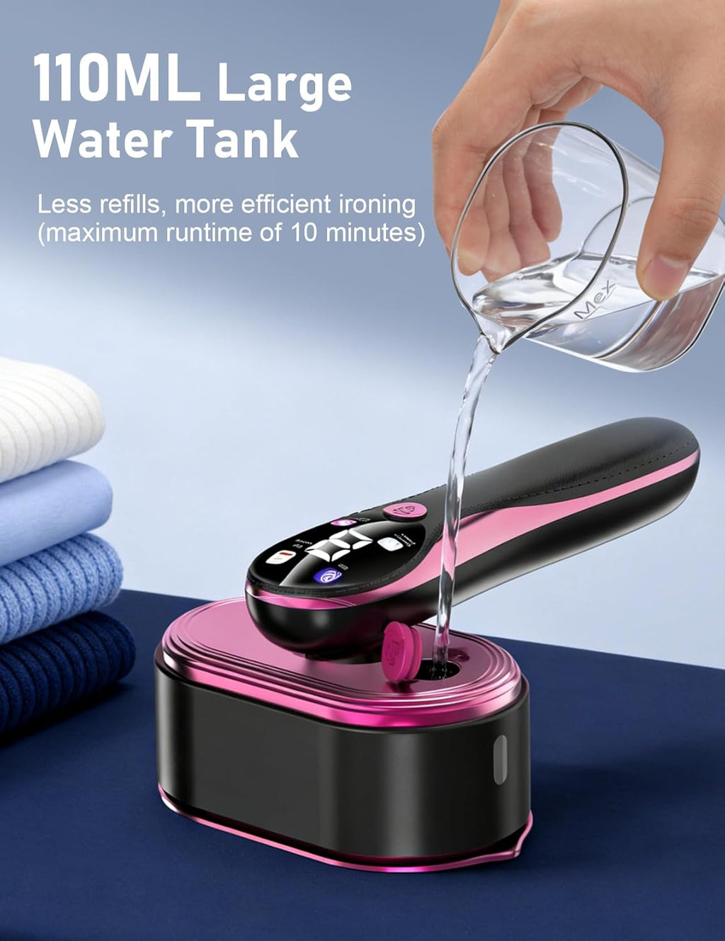Skiennix Travel Garment Steamer - 1200W Portable Handheld 2-in-1 Iron | Fast 10s Heat-Up, All-Fabric Wrinkle Remover