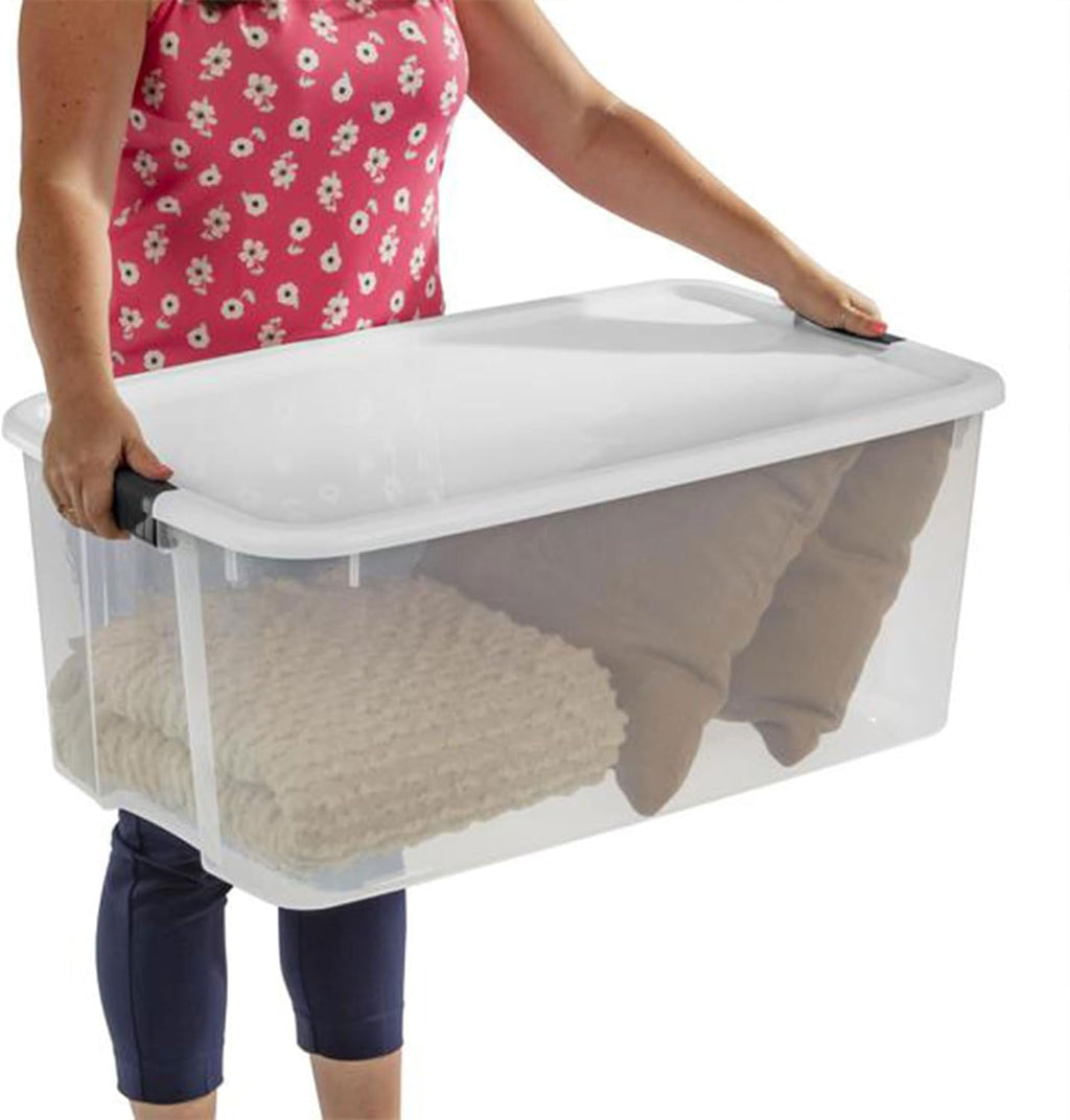 Sterilite 16-Pack Ultra Latching Storage Bins - Heavy-Duty Clear Plastic Containers, 116 Quart