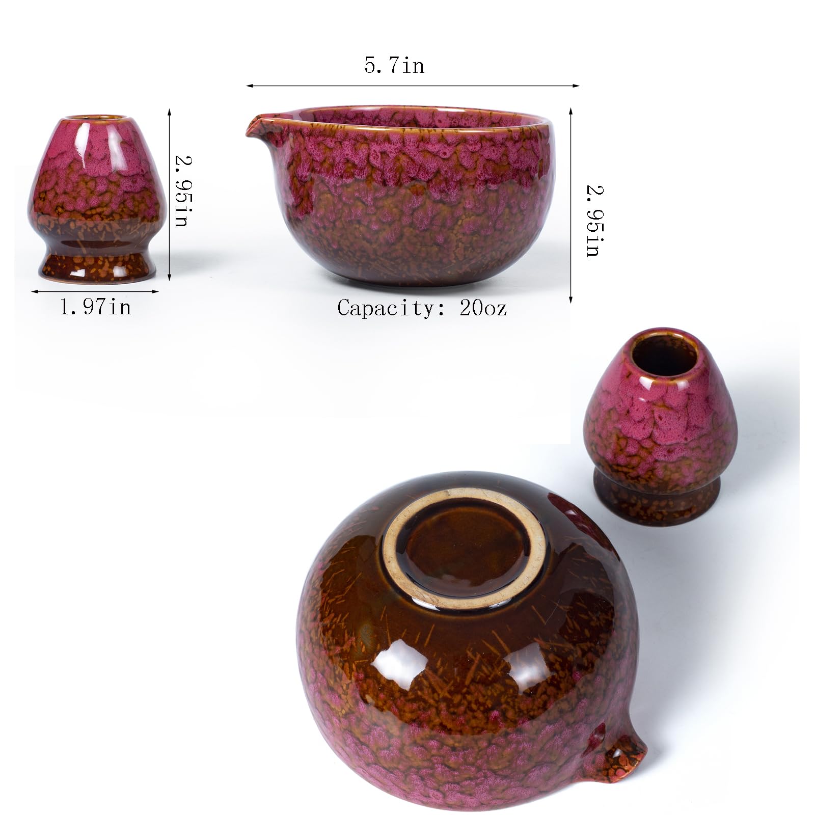 QDDTRAHCCLJZ Japanese ceramic matcha bowl. 20 ounce ceramic bowl. Matcha tea bowl. A gift for matcha enthusiasts (red)