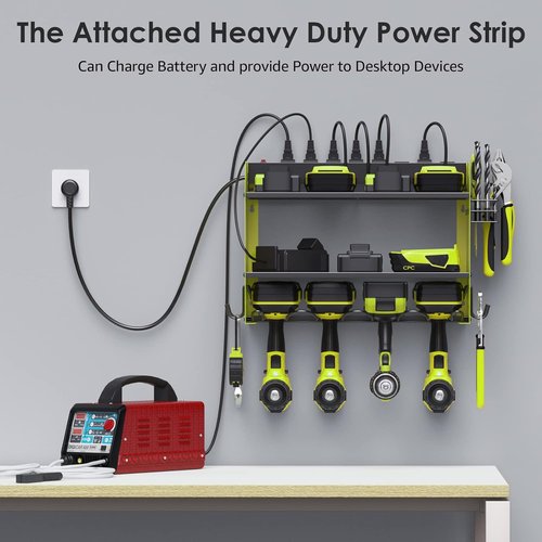 CCCEI Modular Power Tool Organizer - Wall Mount Charging Station & Heavy Duty Rack | 2 Pack Green