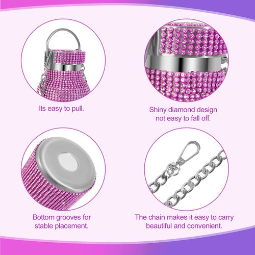 INSTOME Bling Water Bottle with Chain - 25 oz Sparkling Diamond Rhinestone Tumbler, Glittering Reusable Cup for Women Girl