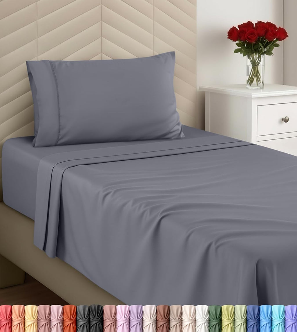 Utopia Bedding Twin Size Sheet Set - Soft Brushed Microfiber - Deep Pocket Design | Includes Fitted, Flat & Pillow Case (Grey)