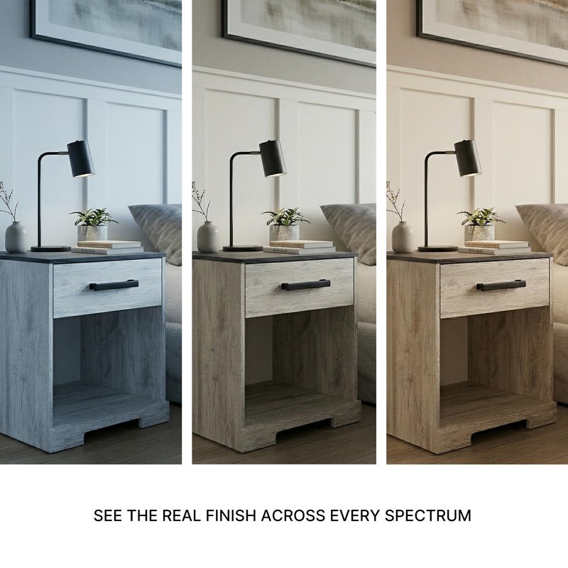 Signature Design by Ashley Shawburn 1 Drawer Night Stand Nightstand, 22.09" Tall, Whitewash & Gray