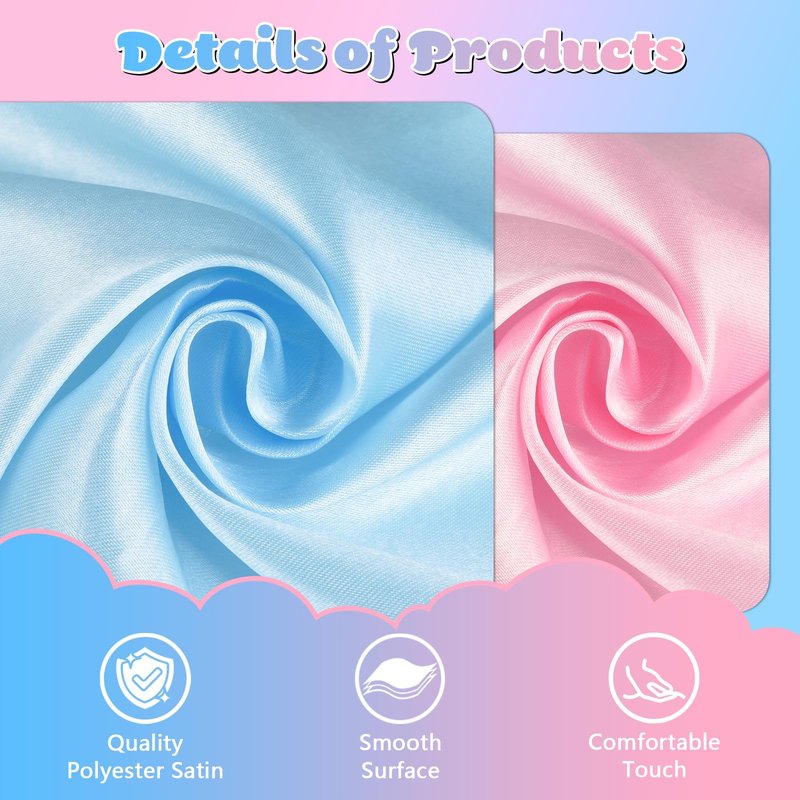 Jspupifip 12 Pcs Pink Blue Table Runner, 72 Inch Satin Table Runner for Baby Shower, Gender Reveal, New Year, Valentines Day, Wedding Banquet, Birthday Party