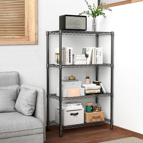 M MZG Heavy Duty 4-Tier Steel Storage Shelving Unit - 1000 lbs Capacity | Organizer Rack for Home, Kitchen, Office (13.7" D x 29.5" W x 47.2" H)
