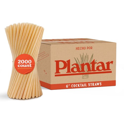 Casa Plantar Bulk | Cocktail 6" Agave Straws | 2000 count | Sustainable & Compostable Drinking Straws made from Upcycled Agave Plant Fiber | Long-Lasting, Durable Drinking Straws that Won't Get Soggy