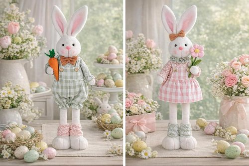Adjustable Easter Bunny Gnome Plush - Extendable 16.1” to 21.7” Rabbit Decor for Spring Holiday Display