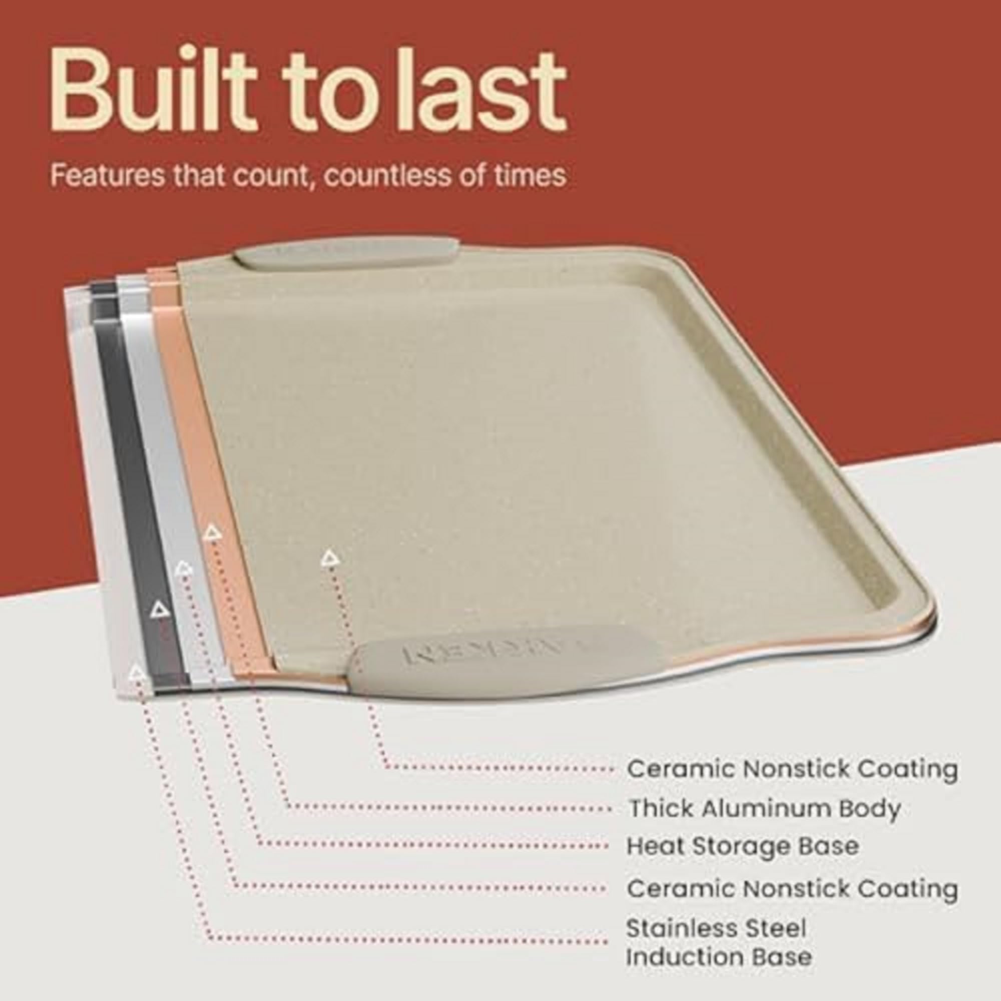 BAKKENMASTER 18-Piece Deluxe Nonstick Carbon Steel Bakeware Set - Professional Kitchen Oven Baking Pans with White Silicone Handles and Accessories