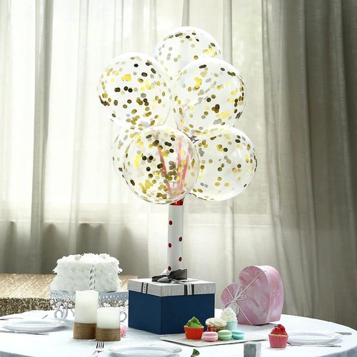 Bezente Gold Confetti Balloons - 12-Inch Helium Balloons with Golden Dots | 60 Pack for Parties & Events
