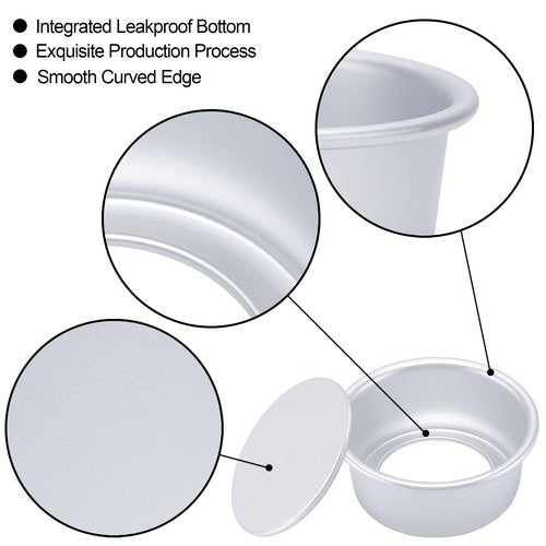 AWTBDP 4 Inch Round Cake Pan Set of 8, Nonstick Aluminum Baking Pans with 100 Sheets Parchment Paper, Easy Pop Out Removable Bottom Cake Pans for Mini Cheesecakes, Dessert, Pizzas and Quiches
