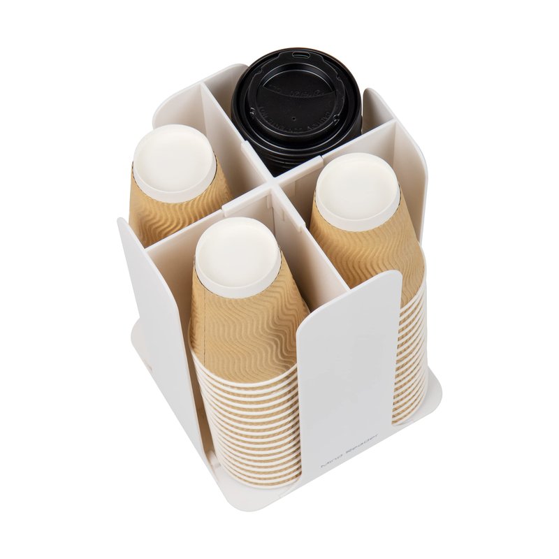 Mind Reader Cup and Lid Carousel, Countertop Org, Coffee Bar, Beverage Cup Holder, Plastic, 7.75"L x 7.75"W x 11.5"H, White