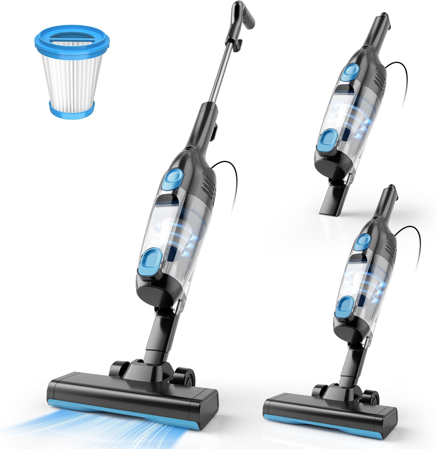 Vazone R6X Corded Stick Vacuum - 20Kpa Powerful Suction | 16Ft Cord, 2-in-1 Handheld for Pet Hair & Hardwood Floors