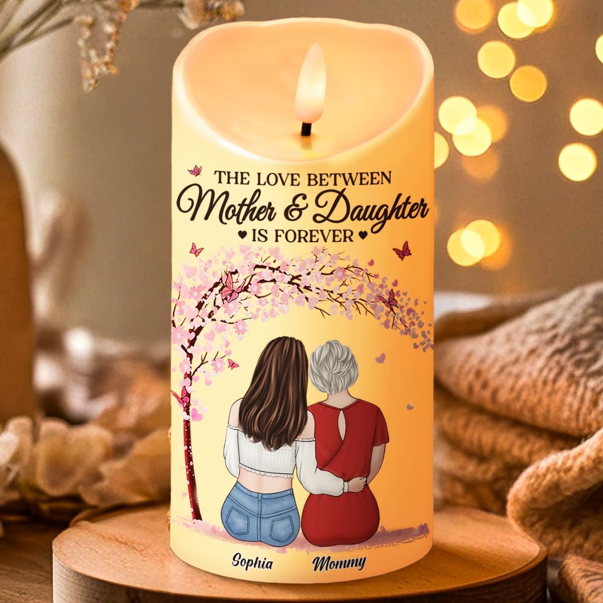 Regine Switzerland Personalized LED Flameless Candles - Mother & Daughter Gift for Special Occasions
