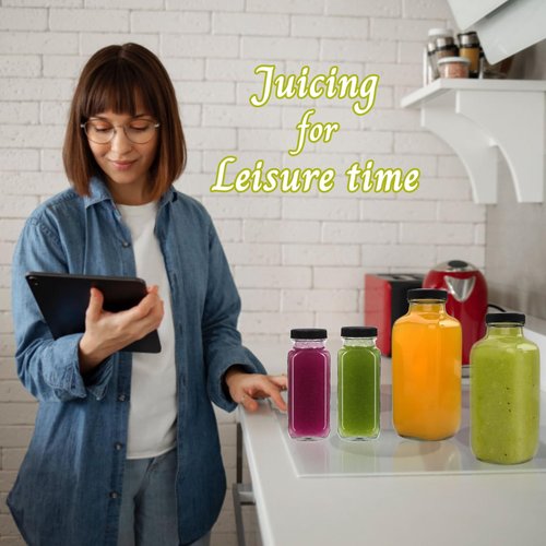 NEWMIAO 12 pack 8 oz Glass Juice Bottles with Lids, Reusable Glass Water Bottles, 250 ml Juice Containers Drinking Jars with Brush, Drink Jars for Milk, Juicing, Kombucha, Ginger