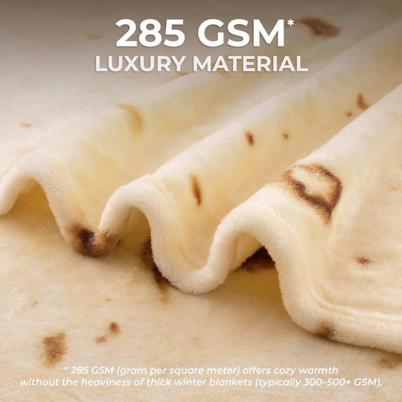 Zulay Kitchen Extra Large Burritos Tortilla Throw Blanket – Wrap Yourself Like a Giant Taco! Double-Sided 71 Inches, Funny & Ultra Cozy Novelty Blanket, Super Soft 285 GSM Flannel