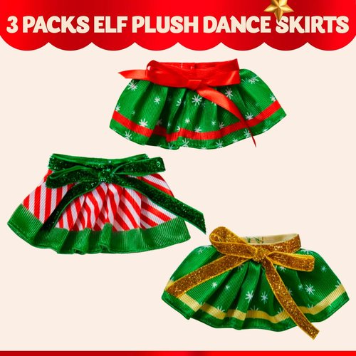 JOYIN Christmas Doll Skirts - 3-Piece Green Santa Dress Accessories Set for Holiday Decor