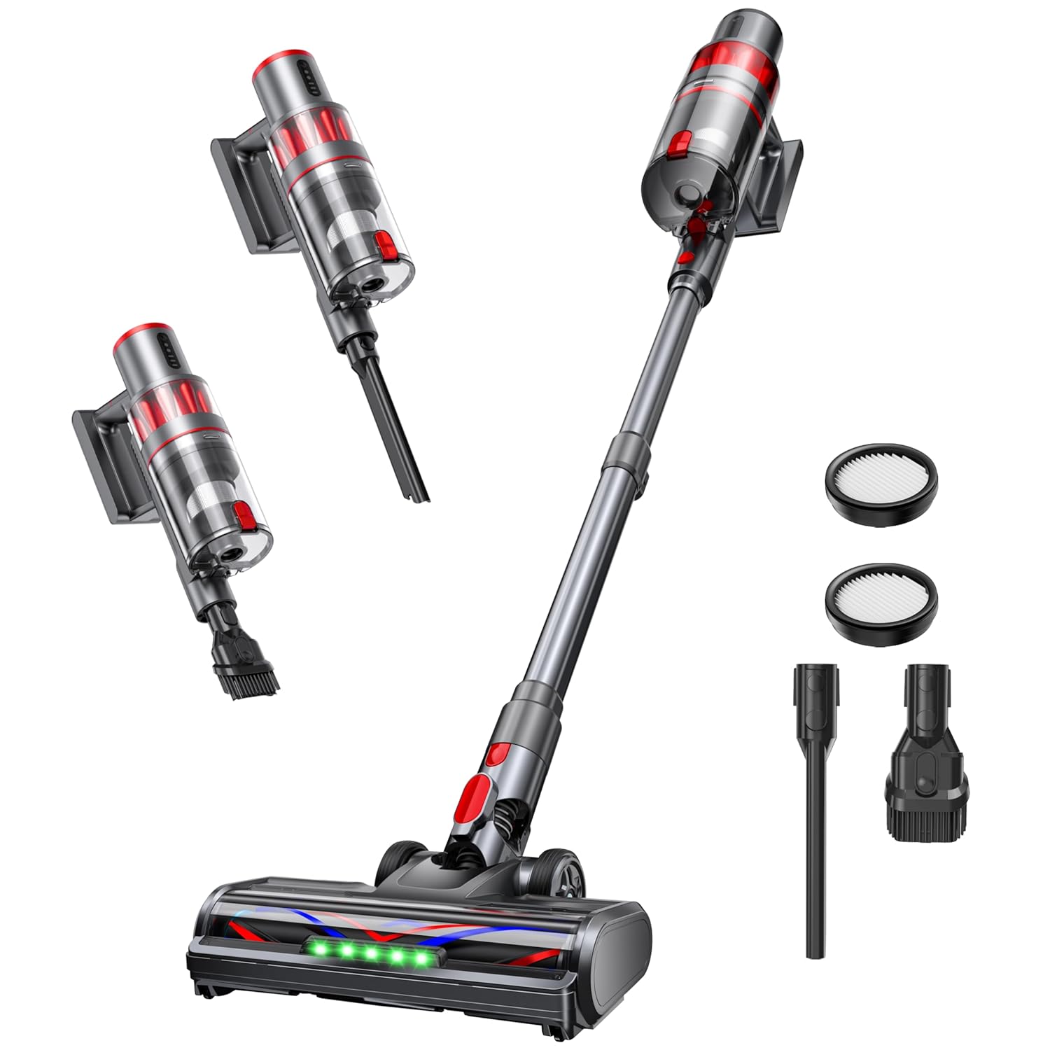 Skiennix Cordless Vacuum Cleaner - Powerful 600W Suction | Lightweight & Rechargeable | 60 Min Runtime - Grey