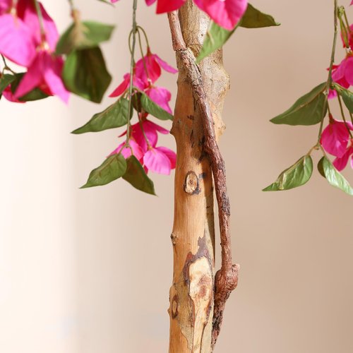 Laiwot 5FT Artificial Tree Tall Potted Fake Bougainvillea Trees for Outdoor Indoor Office Wedding Home Decor Lifelike Faux Plants with Wood Trunk and Pink Flowers