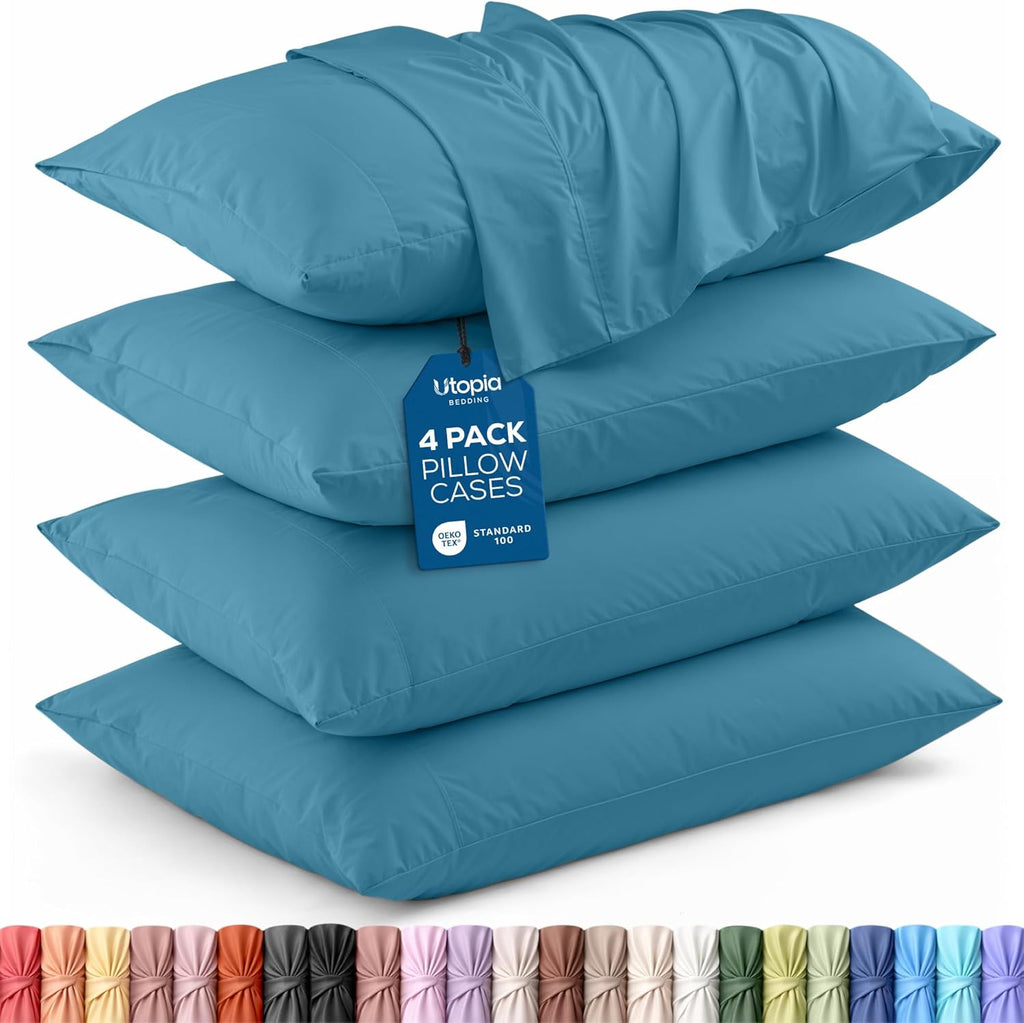 Utopia Bedding King Pillow Cases - Soft Brushed Microfiber - 4 Pack, Fade Resistant | King Size 20 x 40 Inches (Denim Blue)