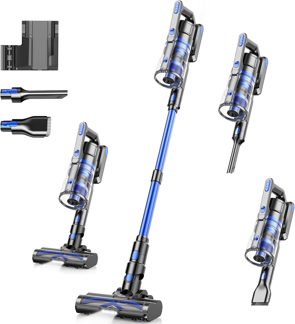 Tikom Cordless Vacuum Cleaner - 450W Powerful Stick Vacuum | Lightweight, Anti-Tangle Design for Hard Floors & Pet Hair