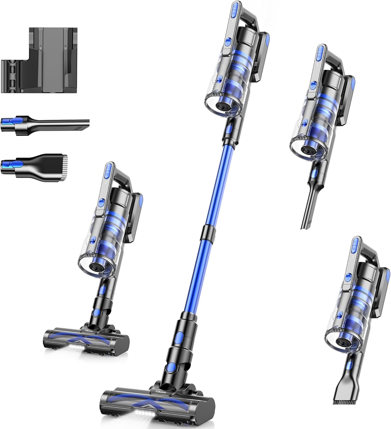 Tikom Cordless Vacuum Cleaner - 450W Powerful Stick Vacuum | Lightweight, Anti-Tangle Design for Hard Floors & Pet Hair