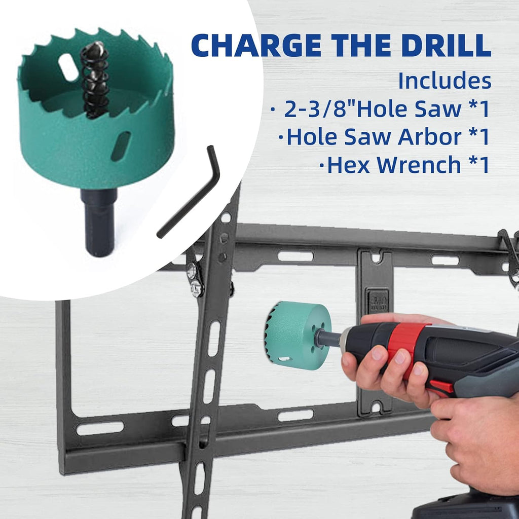 Skiennix TV Wire Hider Kit - In-Wall Cable Management System with 2 Pass-Throughs & Hole Saw Drill Attachment - White
