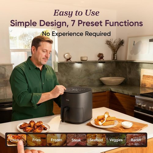 COSORI Air Fryer Pro - Compact 5QT with Ceramic Coating & 7 Cooking Presets | Easy Clean & 130+ Recipes