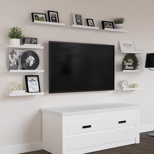 DOLLFIO Floating Shelves Set of 9, White Wall Shelves with Lip, Display Shelves for Wall Decor, Modern Picture Ledge for Living Room, Bedroom, Nursery, Bathroom, Pictures, Books, Plants- White