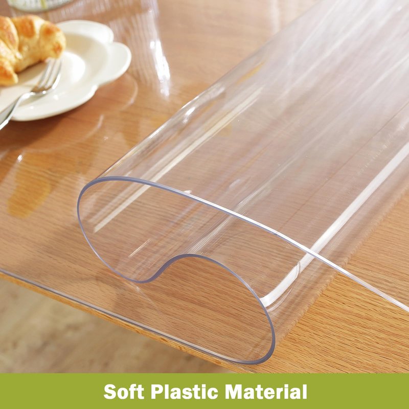 Clear Table Protector 35.4 x 59 Inch, 1.5mm Thick Plastic Table Cover, Waterproof PVC Clear Table Cover Protector, Desk Protector Mat, Writing Desk Pad for Desktop, Coffee & Dining Room Table