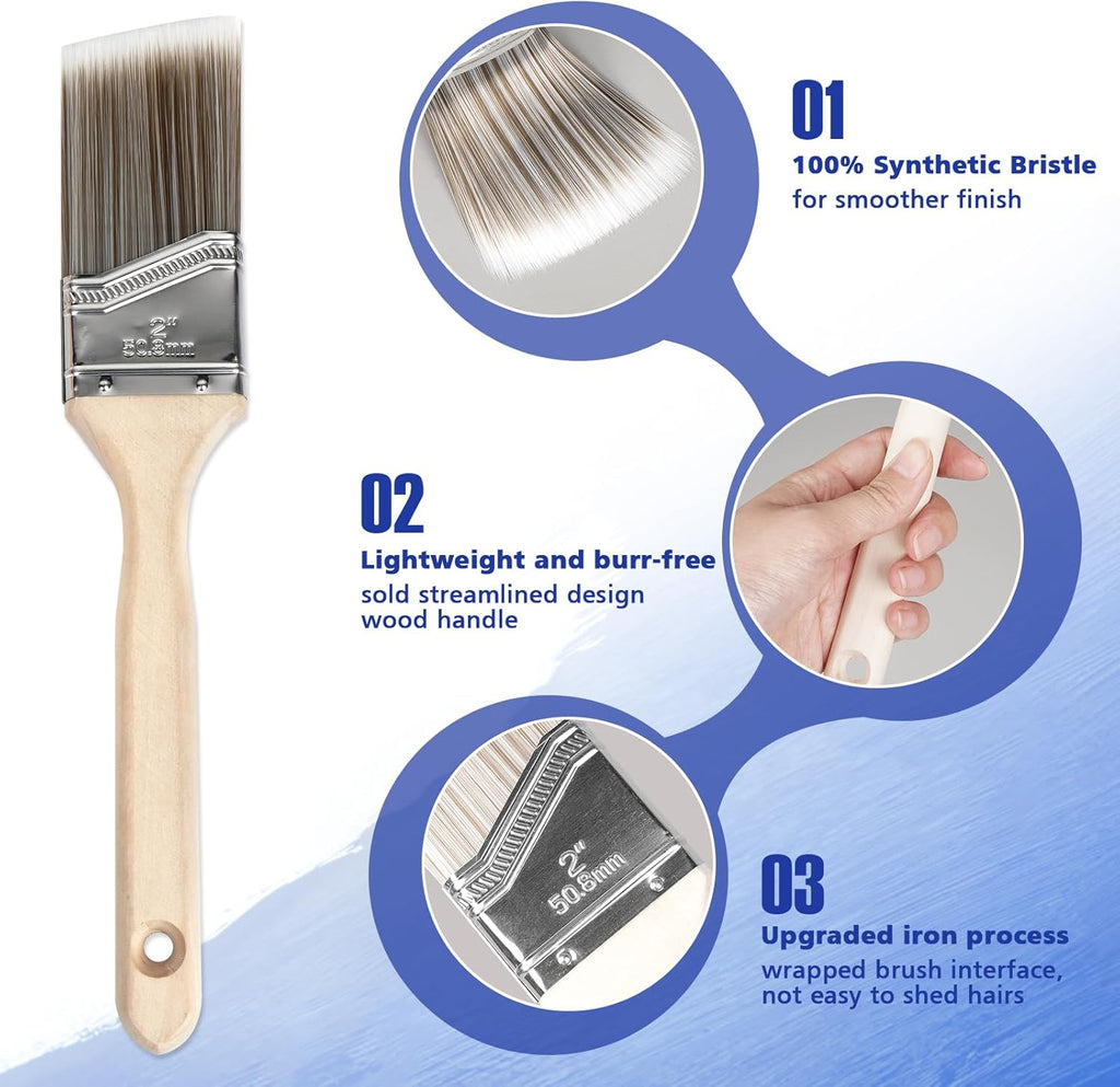 Skiennix Paint Roller Kit - 27 Piece Set with Extension Pole 2 to 4 Ft | Includes 4" & 9" Rollers & Brushes for Professional Results