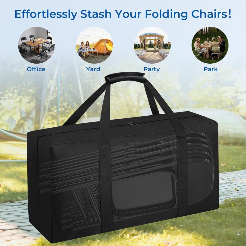 QYILUARE Heavy Duty Folding Chair Storage Bag,Large Waterproof Carry Bag for Metal,Wooden and Plastic Chairs,with Sturdy Handle (39"L x 12" W x 20" H)